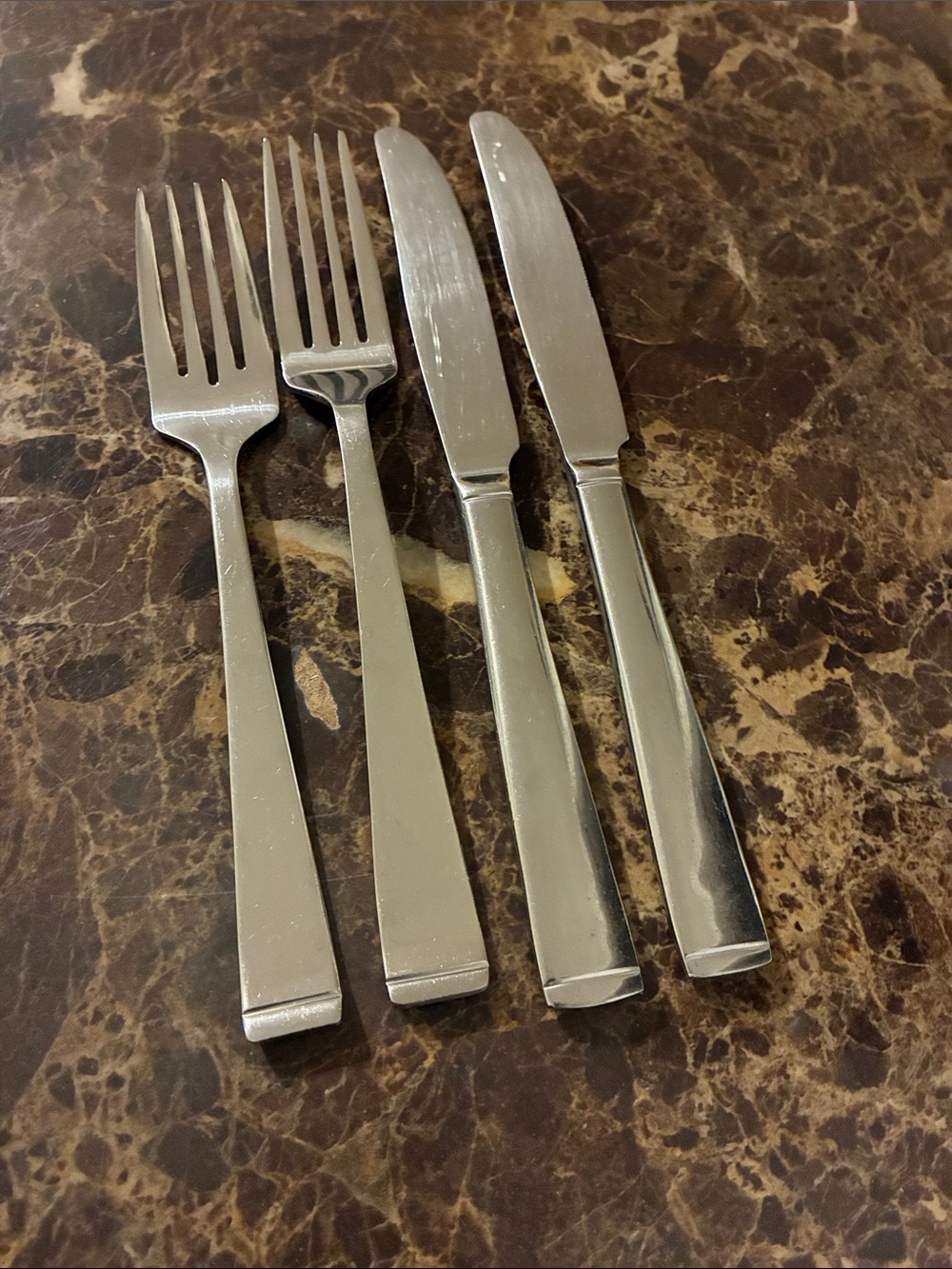 Wallace Julienne Glossy Stainless Steel Flatware Set Of 4 Forks & Knives